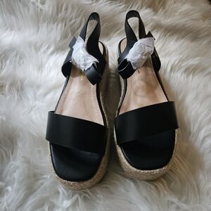Lulu's Black Espadrille Platform Sandals
